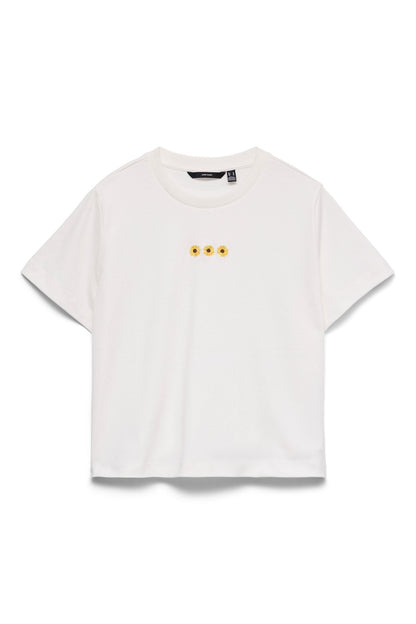 λευκό t-shirt Vero Moda με sunflower print μπροστινή όψη
