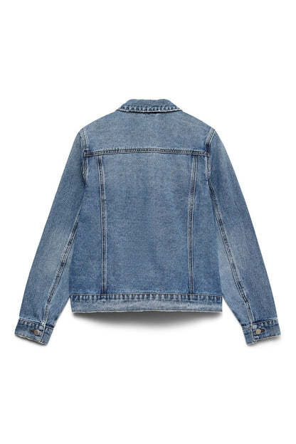 VERO MODA τζιν μπουφάν κλασσική γραμμή medium blue denim - flat lay πίσω