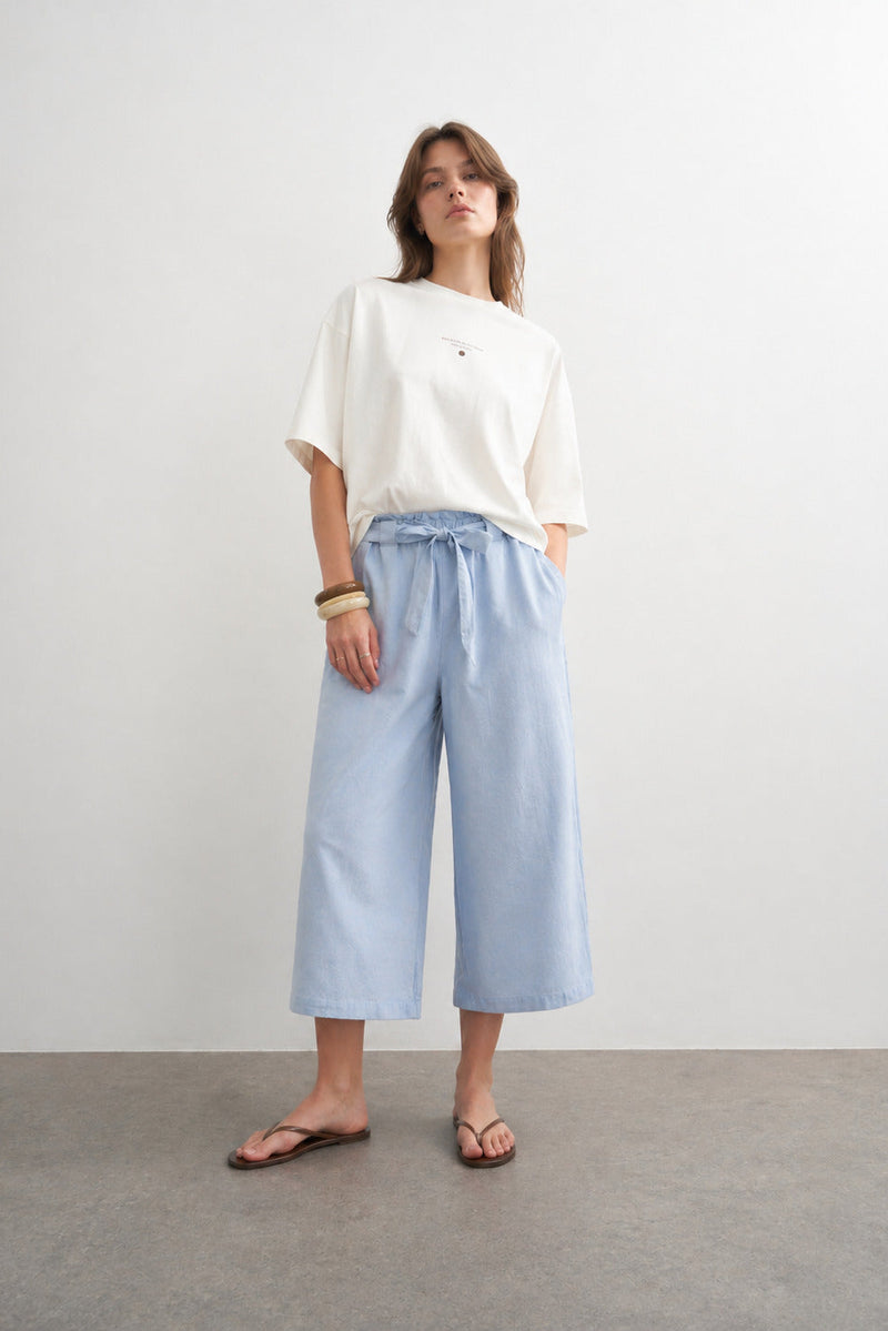 Culotte Παντελόνι Denim Ψηλόμεσο Straight Fit