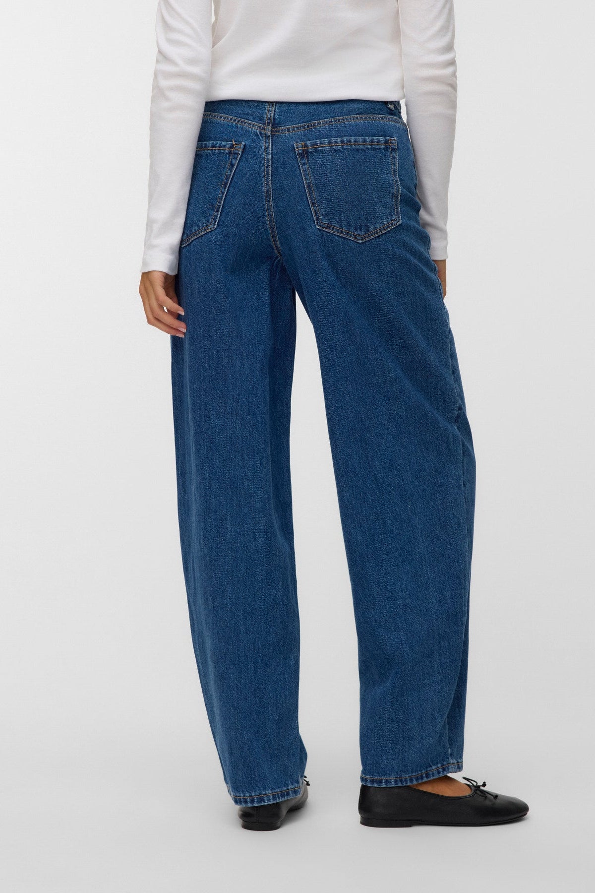 vero moda γυναικείο παντελόνι τζιν barrel fit medium blue