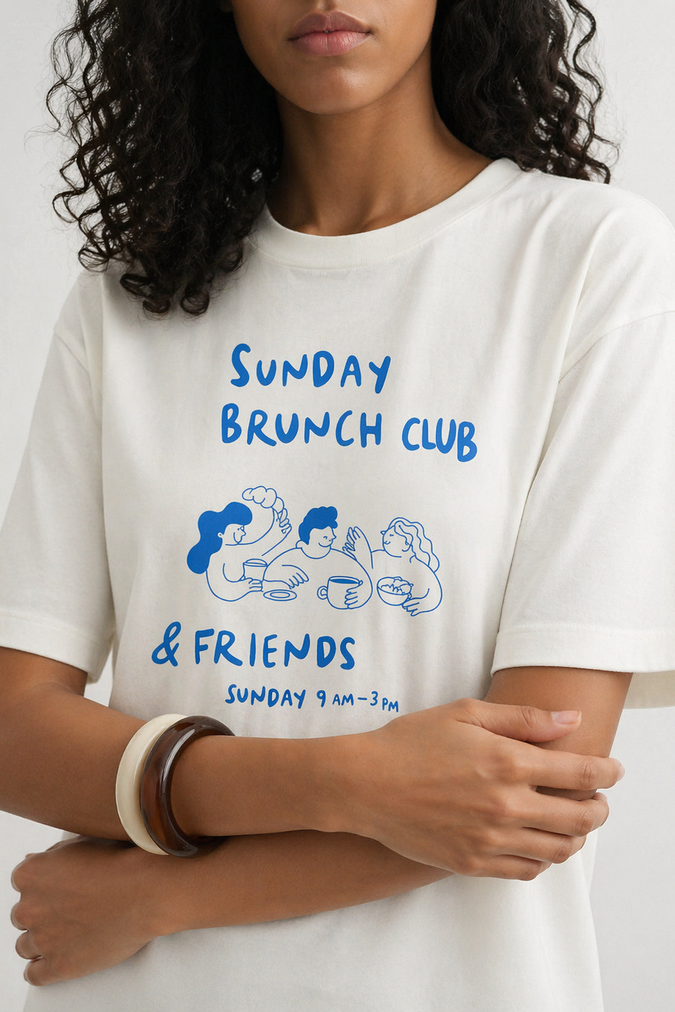 T-shirt Regular Fit με Τύπωμα Sunday Brunch Club