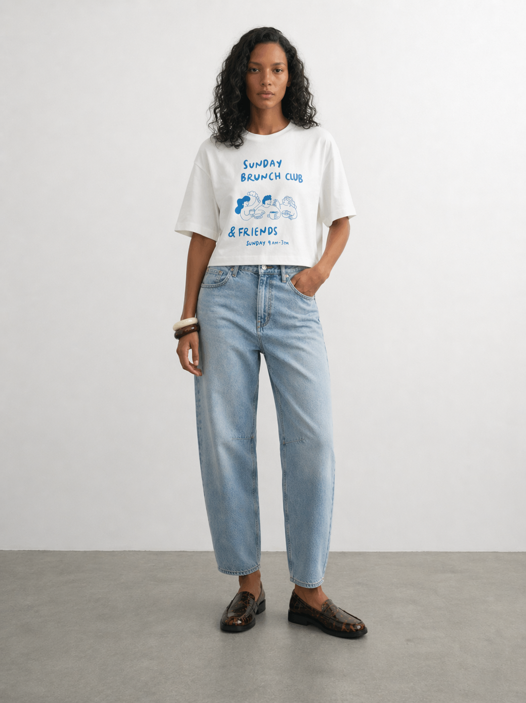 T-shirt Regular Fit με Τύπωμα Sunday Brunch Club