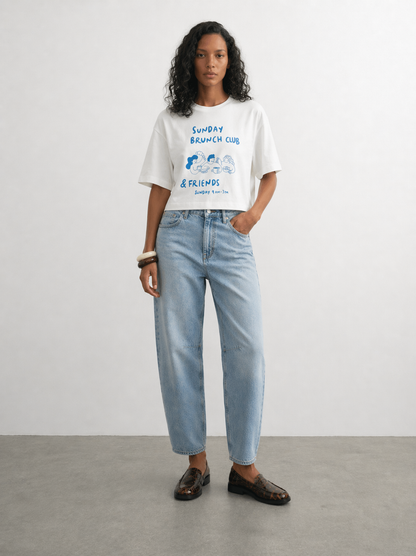 T-shirt Regular Fit με Τύπωμα Sunday Brunch Club