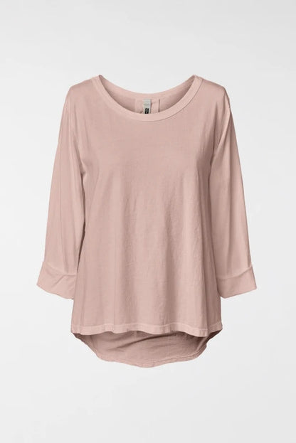 Wendy Trendy  Γυναικεία ασύμμετρη μπλούζα από βαμβακερό ύφασμα σε dusty pink χρώμα με κουφόπιετα στη μέση της πλάτης