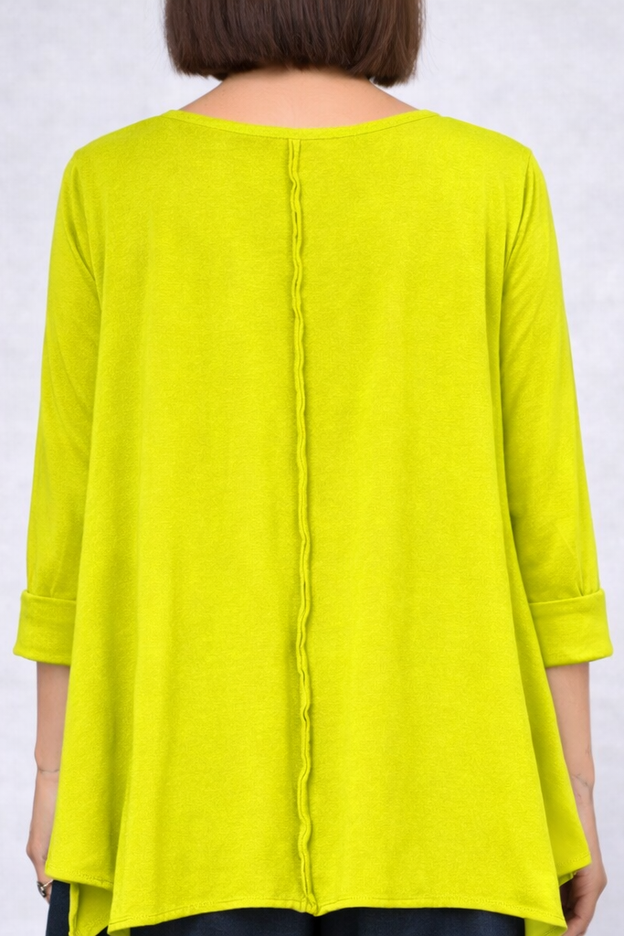 Ασύμμετρη Μπλούζα με Ανοίγματα στο Πλάι Lime Green