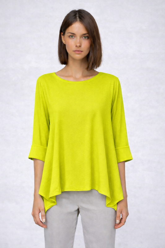 Ασύμμετρη Μπλούζα με Ανοίγματα στο Πλάι Lime Green