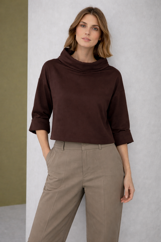 Wendy trendy μπλούζα ποντοστόφα one size καφέ full body