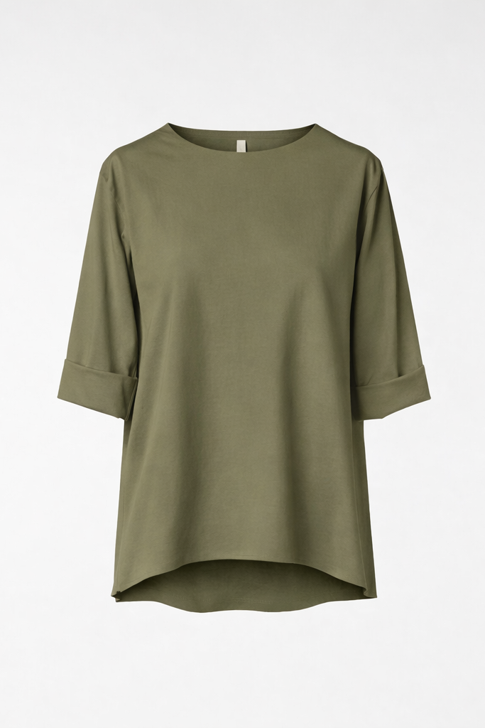 Γυναικείο Ασύμμετρο λαδί t-shirt Punto Milano Wendy Trendy