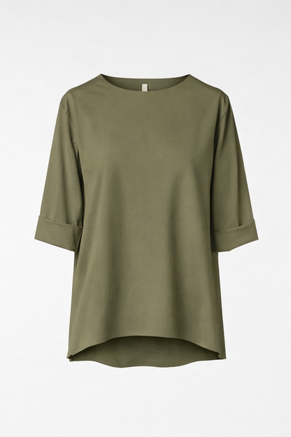 Γυναικείο Ασύμμετρο λαδί t-shirt Punto Milano Wendy Trendy