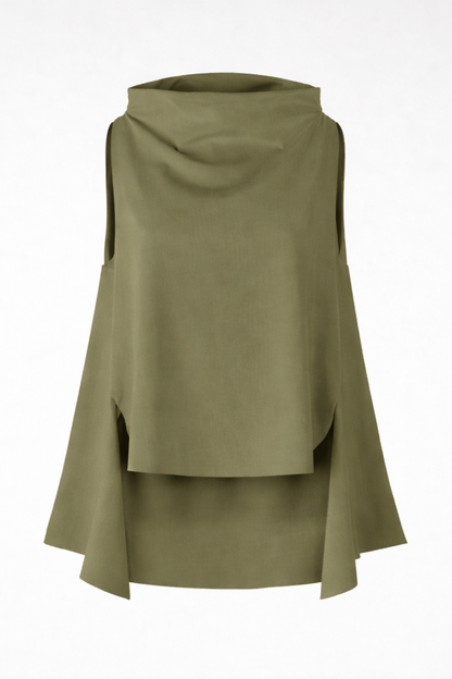  Wendy Trendy τουνίκ λαδί Punto Milano με ψηλό γιακά και άνοιγμα στο πλάι