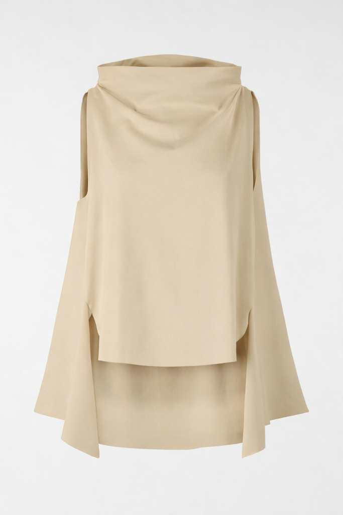 Wendy Trendy τουνίκ μπεζ Punto Milano με ψηλό γιακά και άνοιγμα στο πλάι